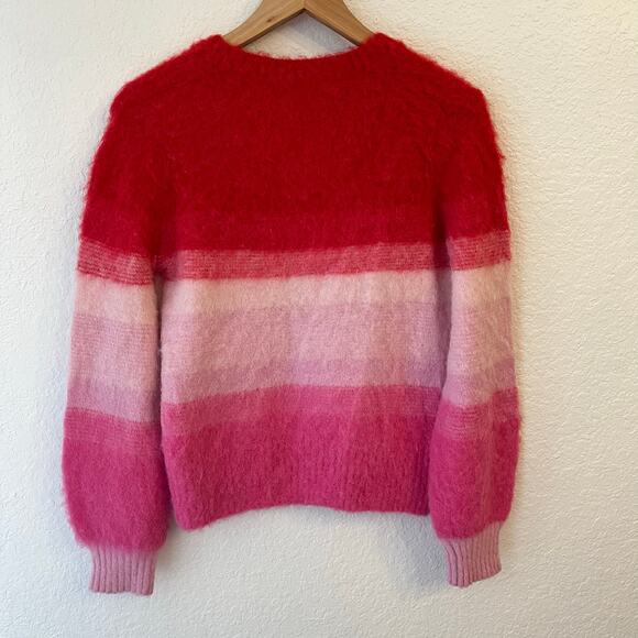 Banana Republic Sweater Womens XS Rainbow Ombre Stripe Alpaca Blend Red Pink - Picture 7 of 9